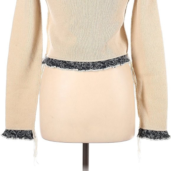 NWT Acne Studios Beige Roll Neck Wool w/Fringe & Ruffles Pullover Sweater Size L - Picture 6 of 6